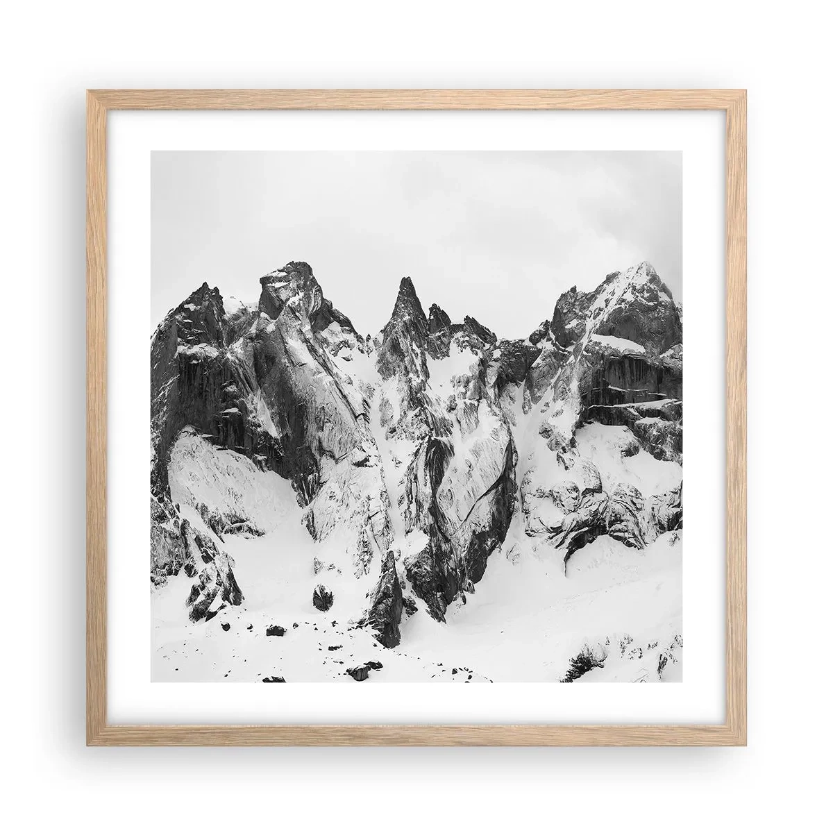 Plakát v rámu světlý dub - Hrozivý žulový hřeben - 50x50 cm