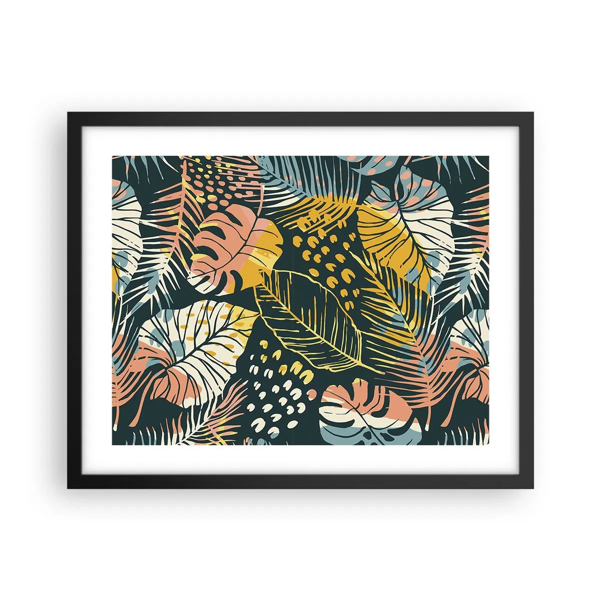 Plakát v černém rámu - Listová fantazie - 50x40 cm