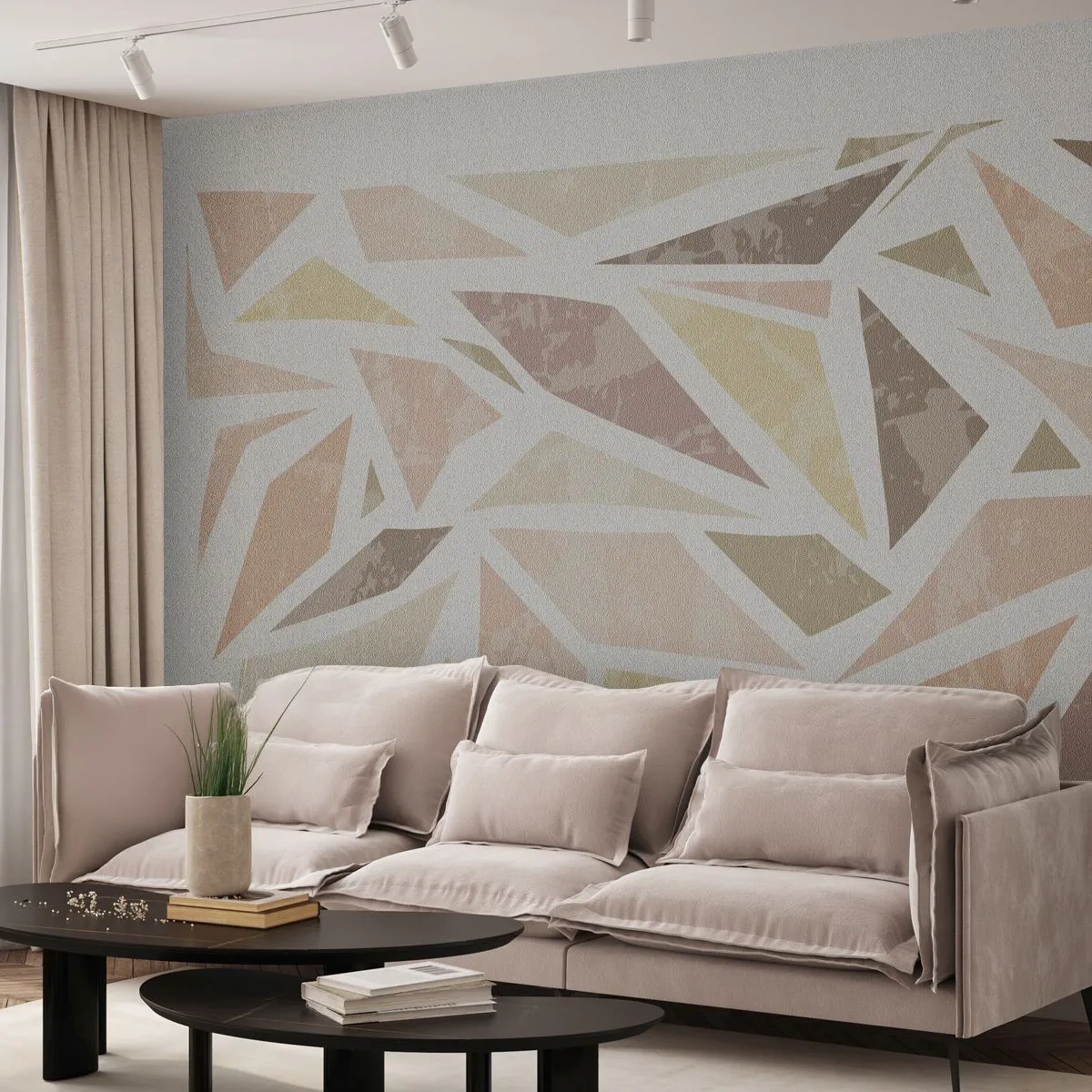 Fototapeta Premium Canvas - Kompozice: vitráž - Minimalismus, Pastel, Boho - 400x280 cm