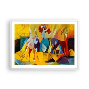 Plakát v bílém rámu - Slunce - život - radost - 70x50 cm