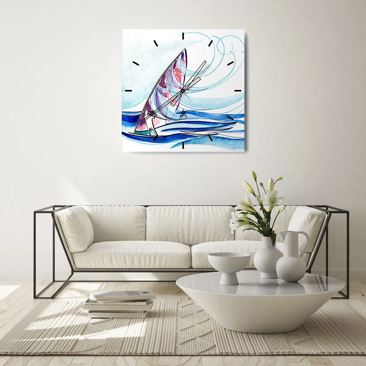 Nástěnné hodiny - S větrem v rytmu vln - 40x40 cm