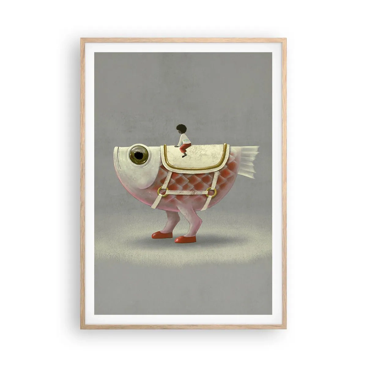 Plakát v rámu světlý dub - Rybí jezdec - 70x100 cm