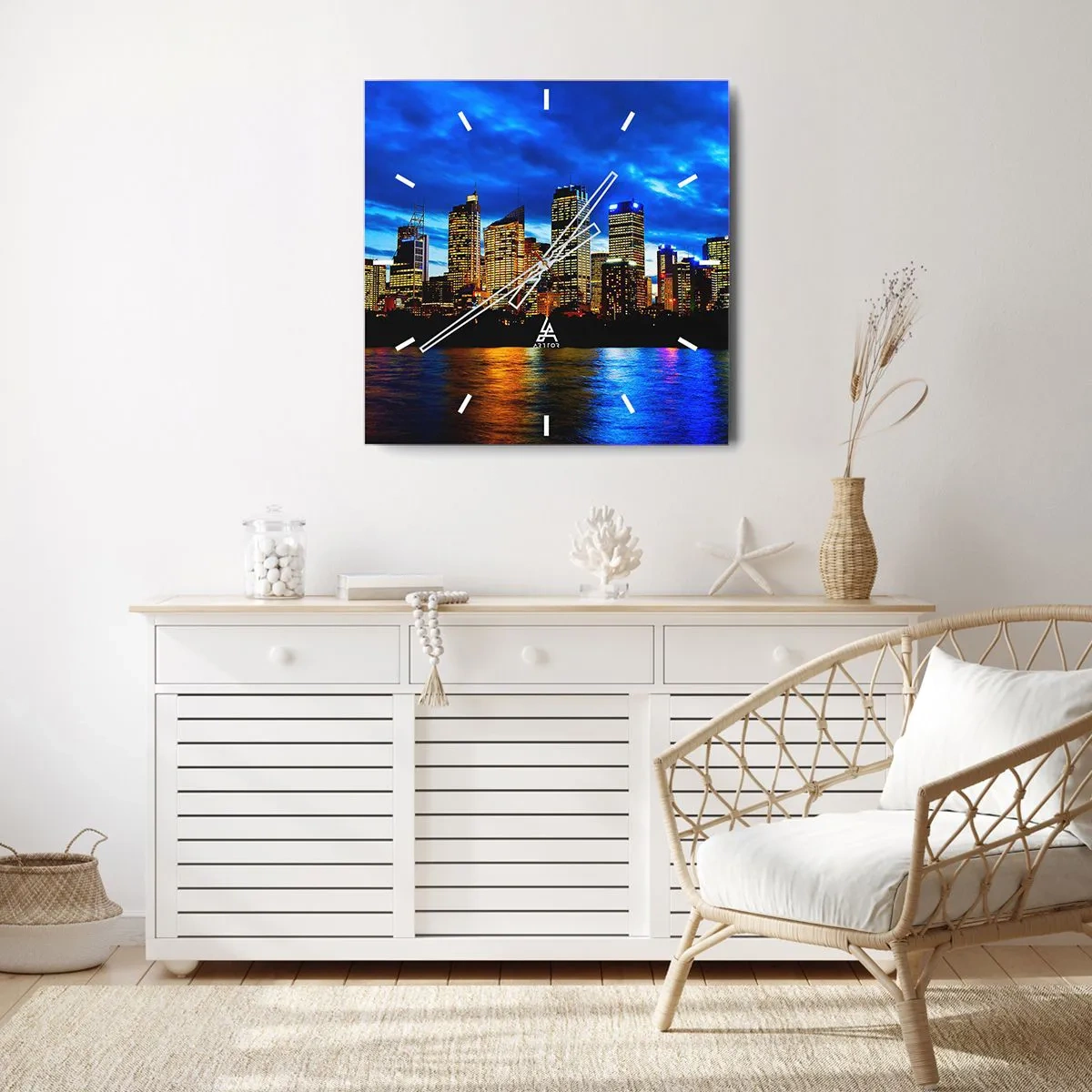 Nástěnné hodiny - Noc světel a barev - 40x40 cm