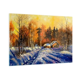 Obraz na skle - Zimní imprese v slunci - 100x70 cm