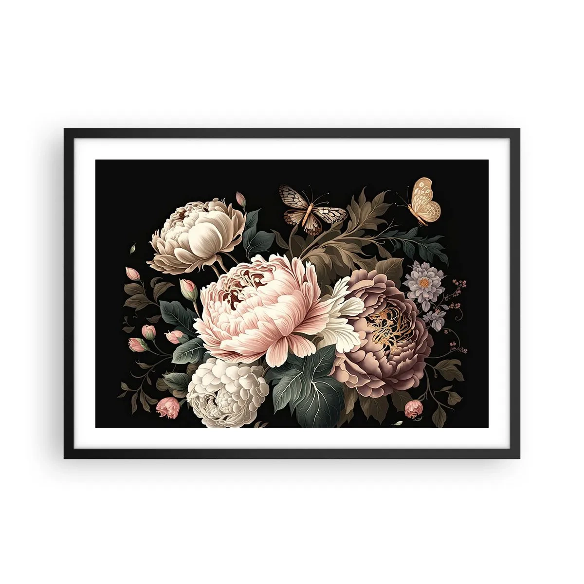 Plakát v černém rámu - V barokním stylu - 70x50 cm
