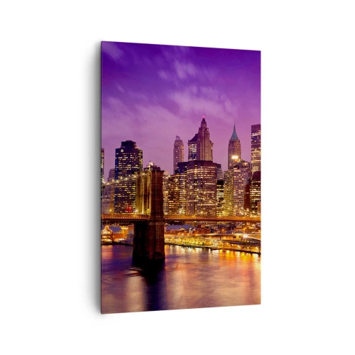 Obraz na plátně - Fialovo-zlatý Manhattan - 80x120 cm
