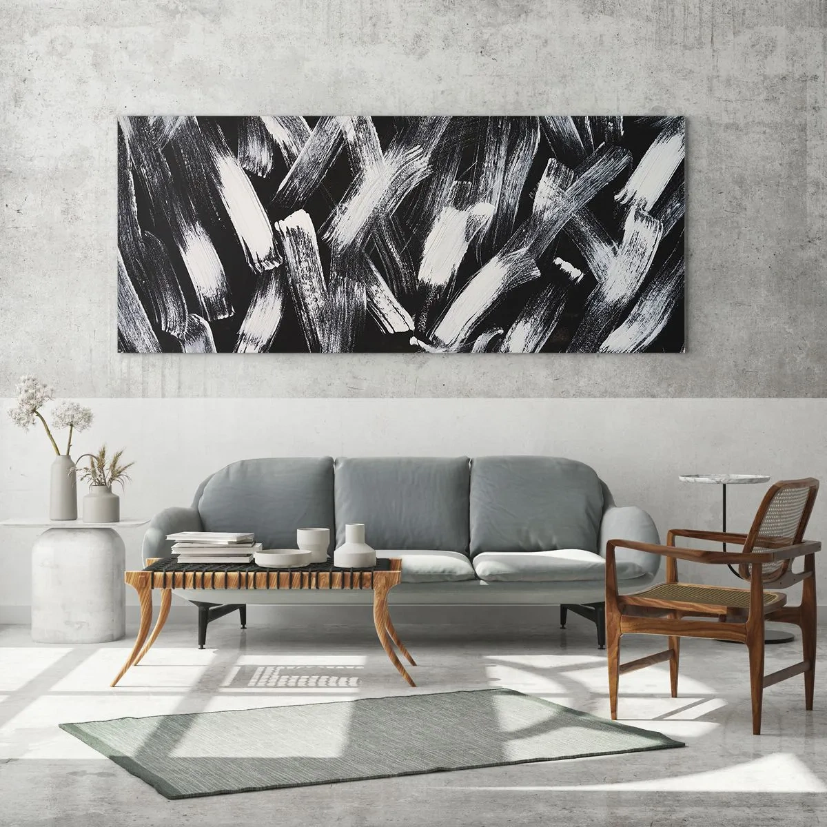 Obraz na skle - Abstrakce v industriálním duchu - 100x40 cm