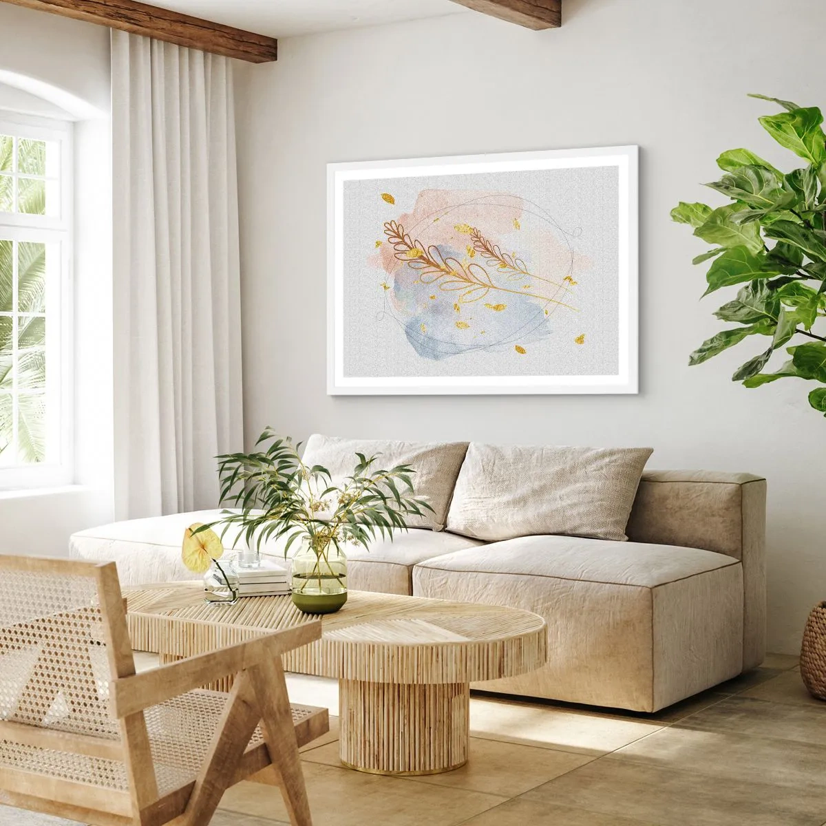 Plakát v bílém rámu - Zlatý závan - 91x61 cm