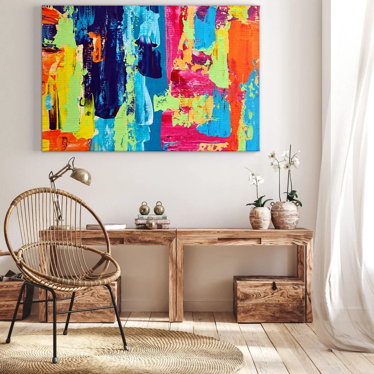 Obraz na plátně - Abstraktní kompozice barev v dynamické formě - 70x50cm - Život je krásný! - Moderní nástěnná dekorace do obývacího pokoje a ložnice ARTTOR