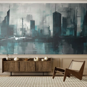 Fototapeta Premium Canvas - Město v barvě deště - Město, Architektura, Kus - 200x140 cm