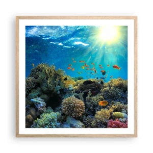 Plakát v rámu světlý dub - Podvodní poklady - 60x60 cm