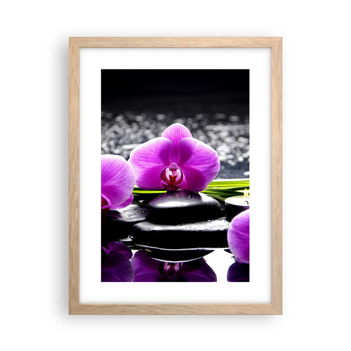 Plakát v rámu světlý dub - Utonout v tichu a klidu - 30x40 cm