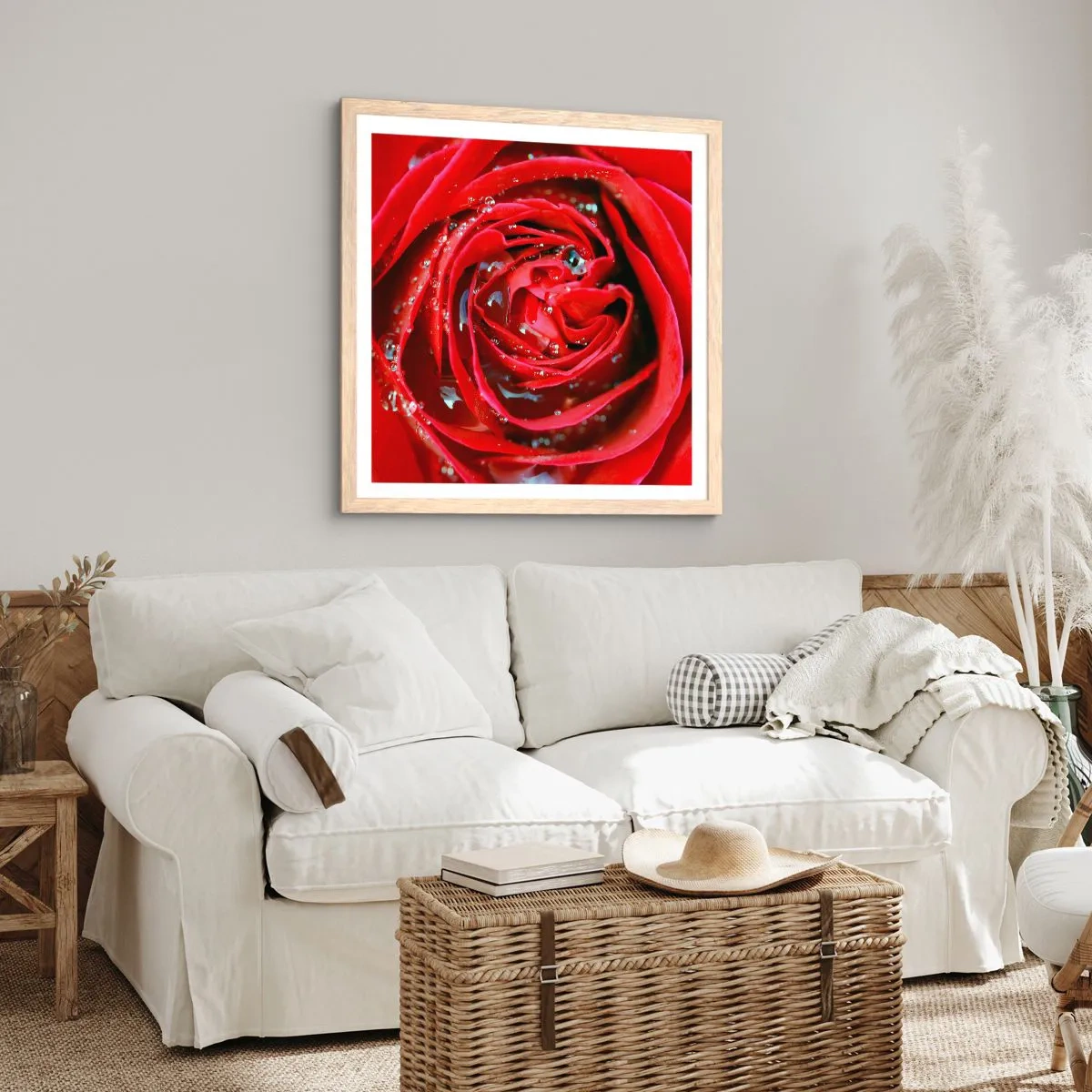 Plakát v rámu světlý dub - V kapkách rosy - 30x30 cm