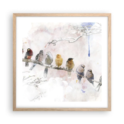 Plakát v rámu světlý dub - Okřídlené setkání - 50x50 cm
