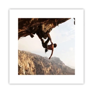 Plakát - Svět smrsknutý v ruce na sesuvu balvanu - 30x30 cm