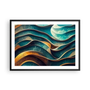 Plakát v černém rámu - Meandry modré - 70x50 cm