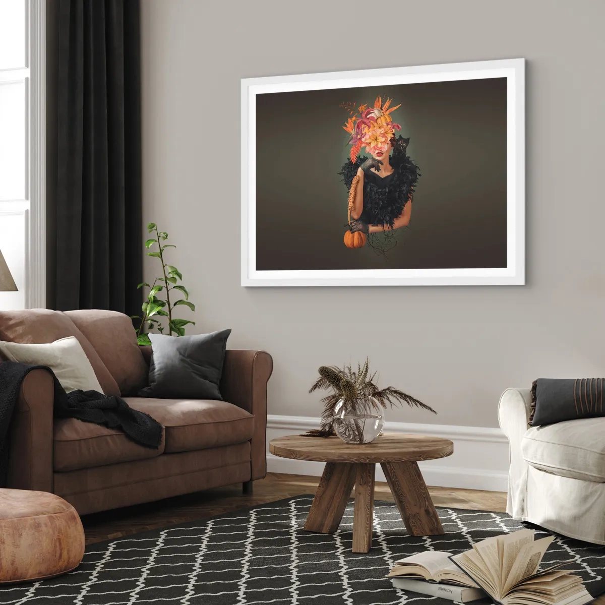 Plakát v bílém rámu - Kouzlo čarodějnice - 100x70 cm