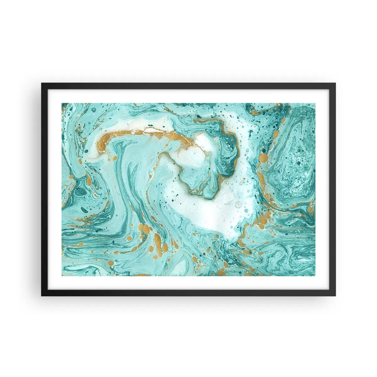 Plakát v černém rámu - Pod velkou vlnou z epochy Edo - 70x50 cm