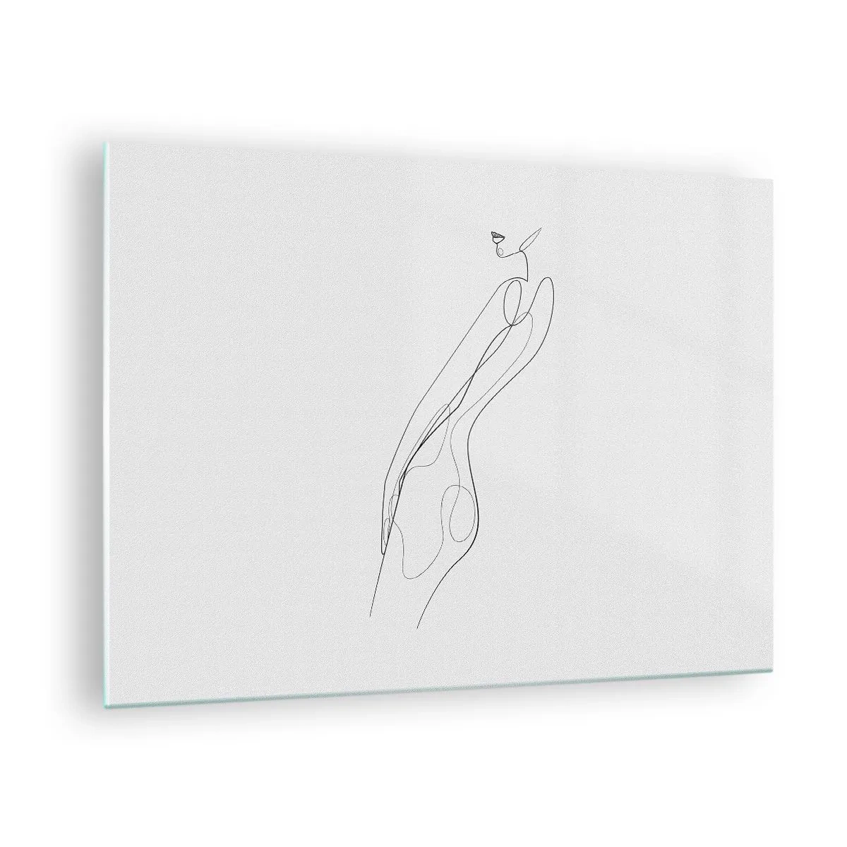 Obraz na skle - Minimalistická linie zobrazující ženskou siluetu - 70x50cm - Pouze slib - Moderní nástěnná dekorace do obývacího pokoje a ložnice ARTTOR