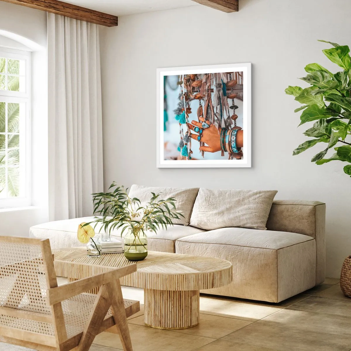 Plakát v bílém rámu - Místní poklady - 60x60 cm