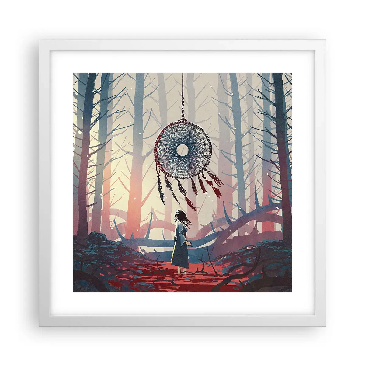 Plakát v bílém rámu - Tajný rituál štěstí - 40x40 cm