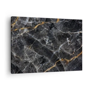 Obraz na plátně - Černé a zlaté detaily mramorového povrchu - 70x50cm - Vnitřní život kamene - Moderní nástěnná dekorace do obývacího pokoje a ložnice ARTTOR