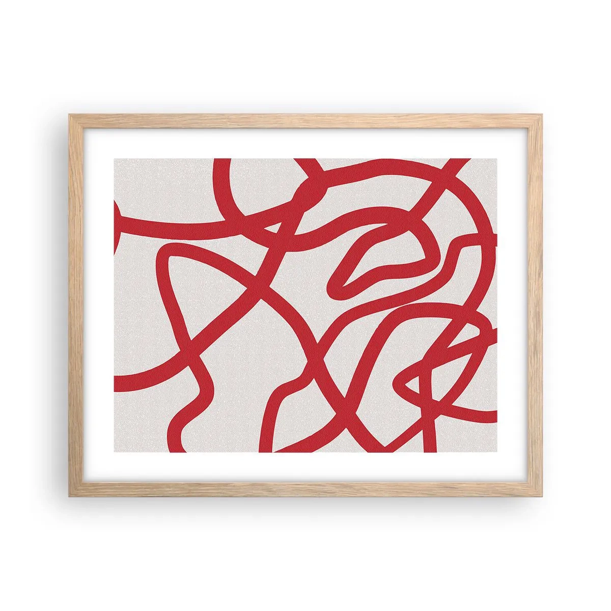 Plakát v rámu světlý dub - Červené na bílém - 50x40 cm
