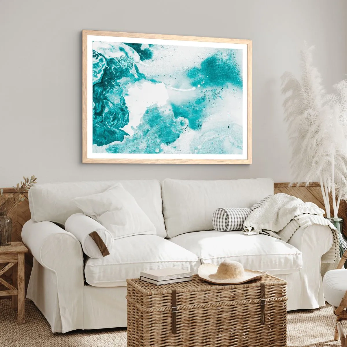 Plakát v rámu světlý dub - Povodí modré - 100x70 cm