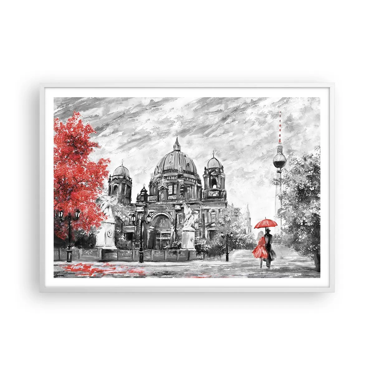 Plakát v bílém rámu - Berlínské setkání - 100x70 cm