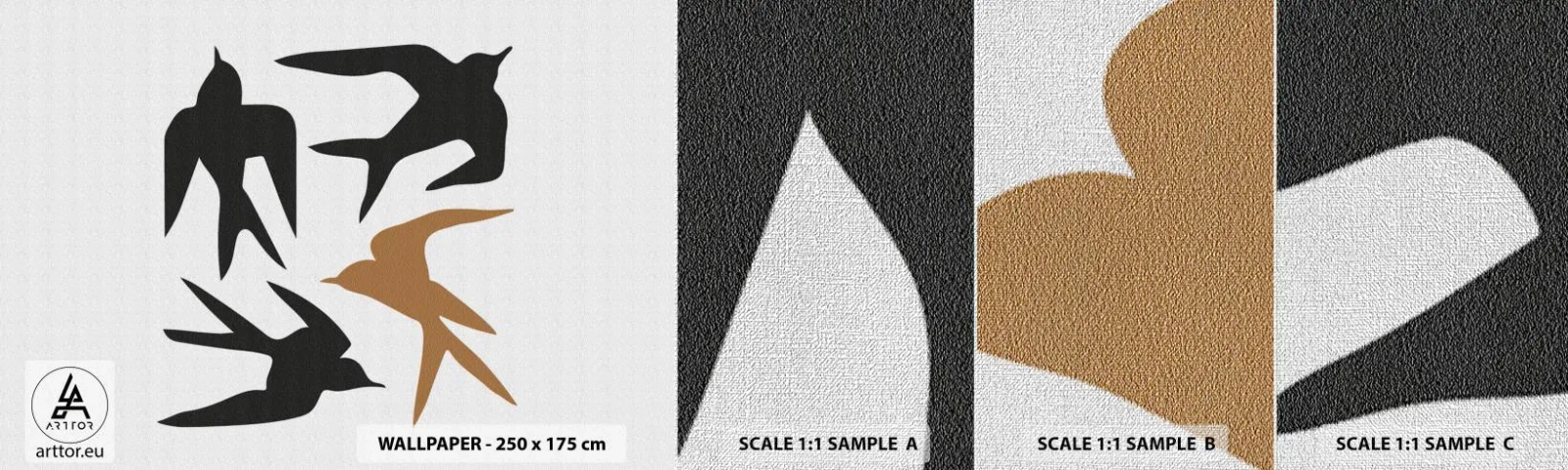 Vzor Fototapety Premium Canvas - Vlaštovky - Boho, Ptactvo, Minimalismus - 100x30 cm