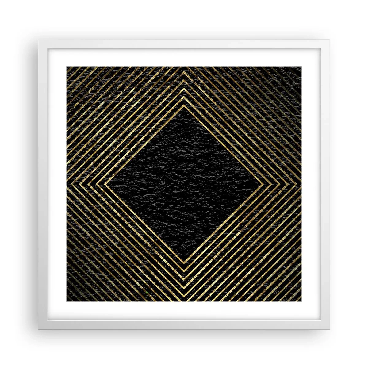Plakát v bílém rámu - Geometrie ve stylu glamour - 50x50 cm