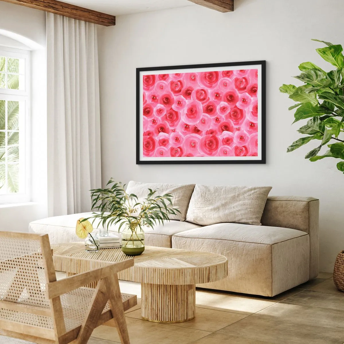 Plakát v černém rámu - Růže dole i nahoře - 70x50 cm