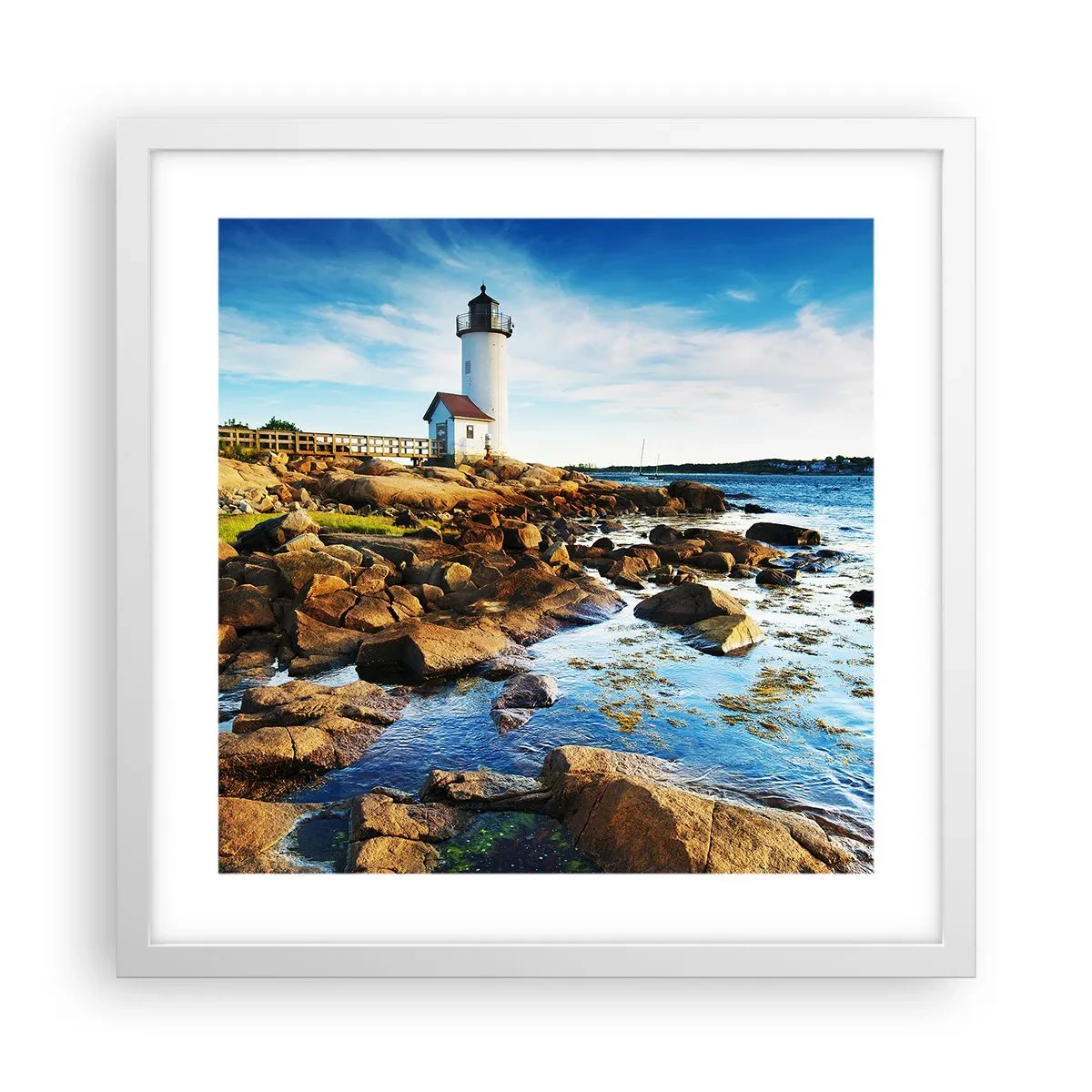 Plakát v bílém rámu - Vraťte se šťastně, čekám - 40x40 cm