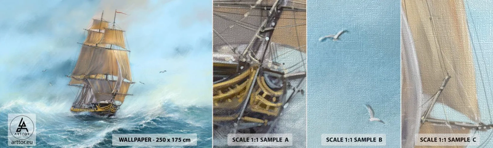 Vzor Fototapety Premium Canvas - Běžící po vlnách - Moře, Loď, Námořní - 100x30 cm