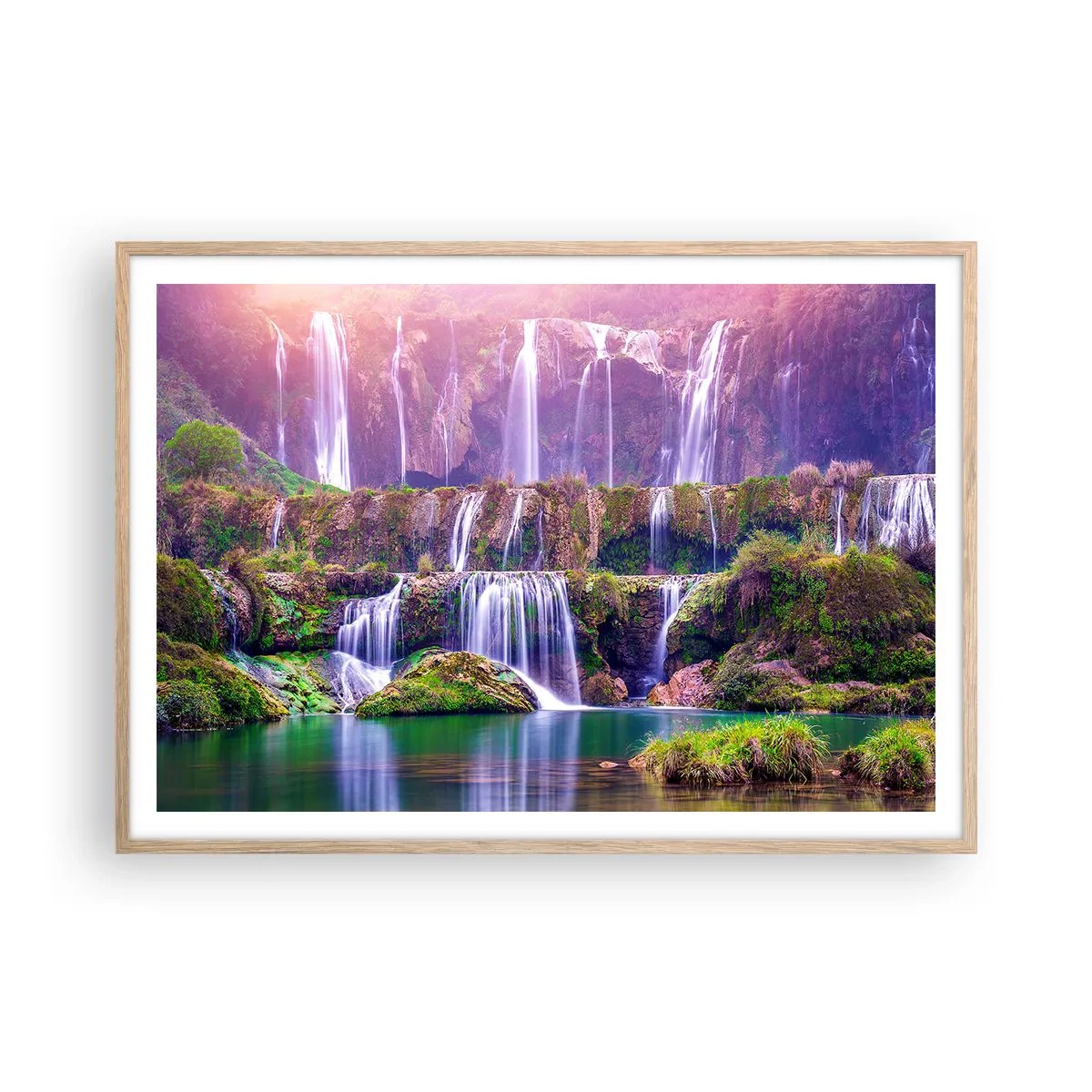 Plakát v rámu světlý dub - Schody do nebe - 100x70 cm