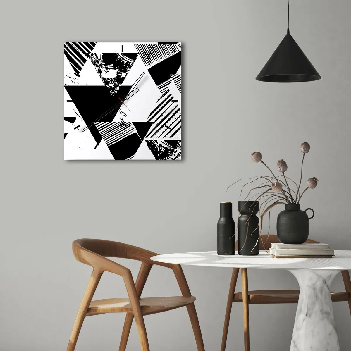 Nástěnné hodiny - Déšť trojúhelníků - 30x30 cm