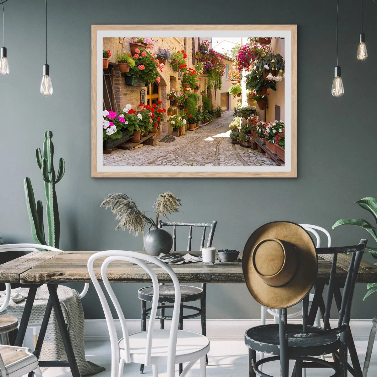 Plakát v rámu světlý dub - V záplavě květin - 100x70 cm