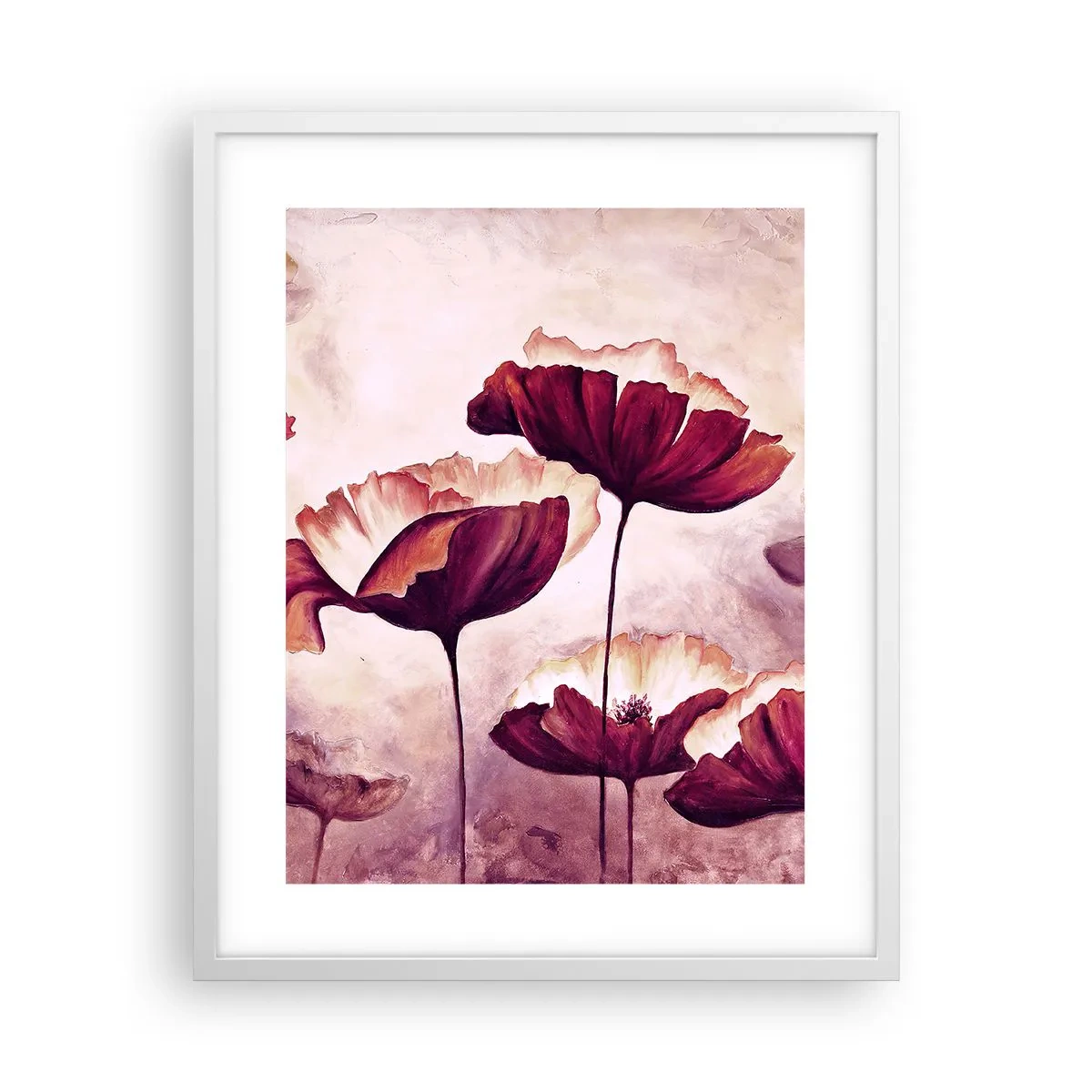 Plakát v bílém rámu - Červený a bílý plátek - 40x50 cm