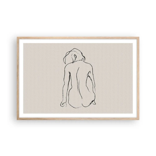 Plakát v rámu světlý dub - Dívčí akt - 91x61 cm
