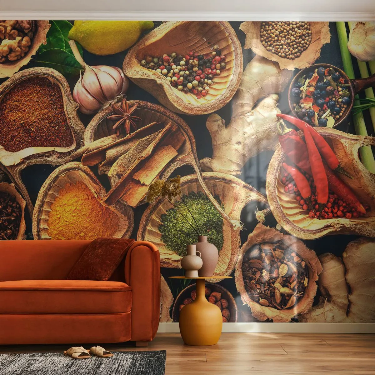 Fototapeta Samolepicí Deluxe Sticker - Vezmi si, co chceš - Gastronomie, Sušené bylinky, Koření - 250x175 cm
