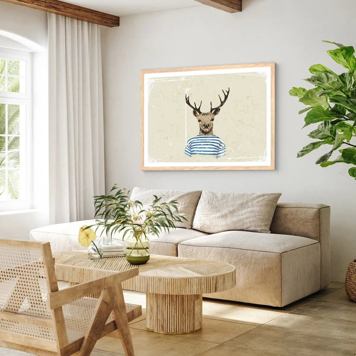 Plakát v rámu světlý dub - Protože mám rád pruhované košile! - 100x70 cm