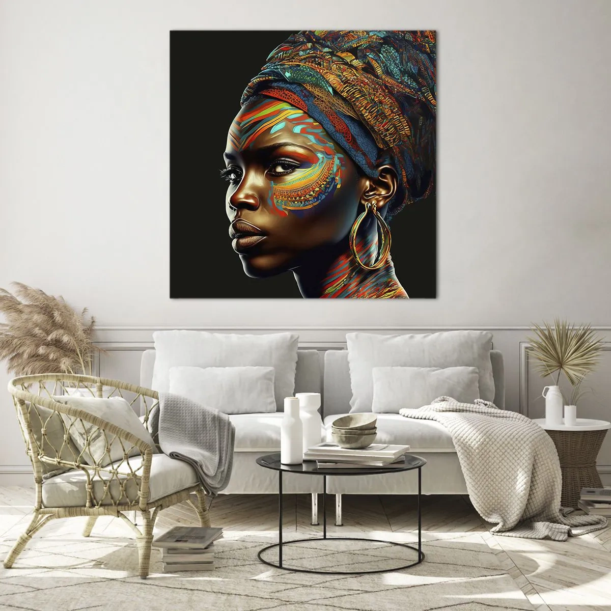 Obraz na skle - Africká královna - 30x30 cm