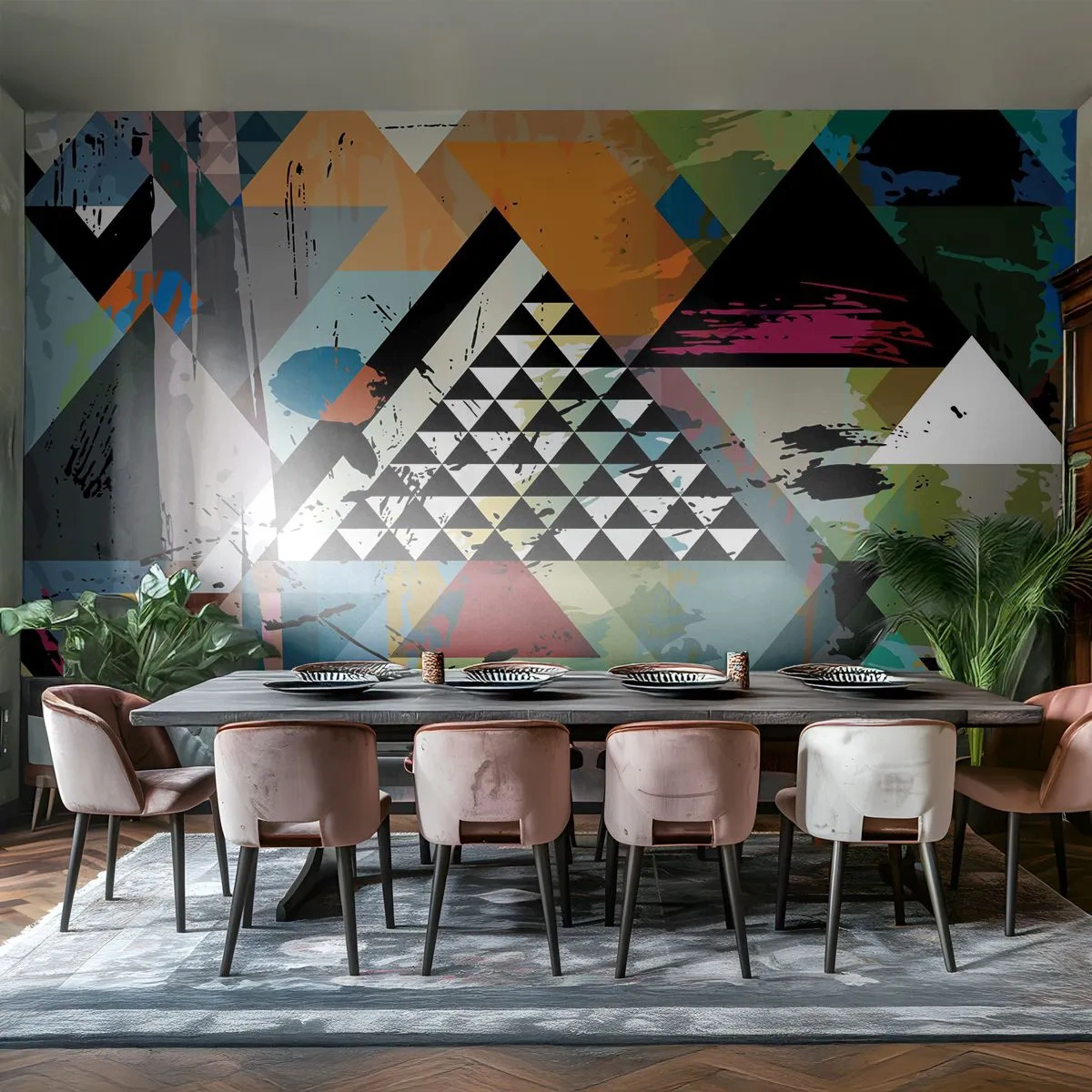 Fototapeta Standard Eco - Abstraktní geometrické kompozice s trojúhelníky - 100x70cm - Jak je to snadné - Moderní nástěnná dekorace do obývacího pokoje a ložnice ARTTOR