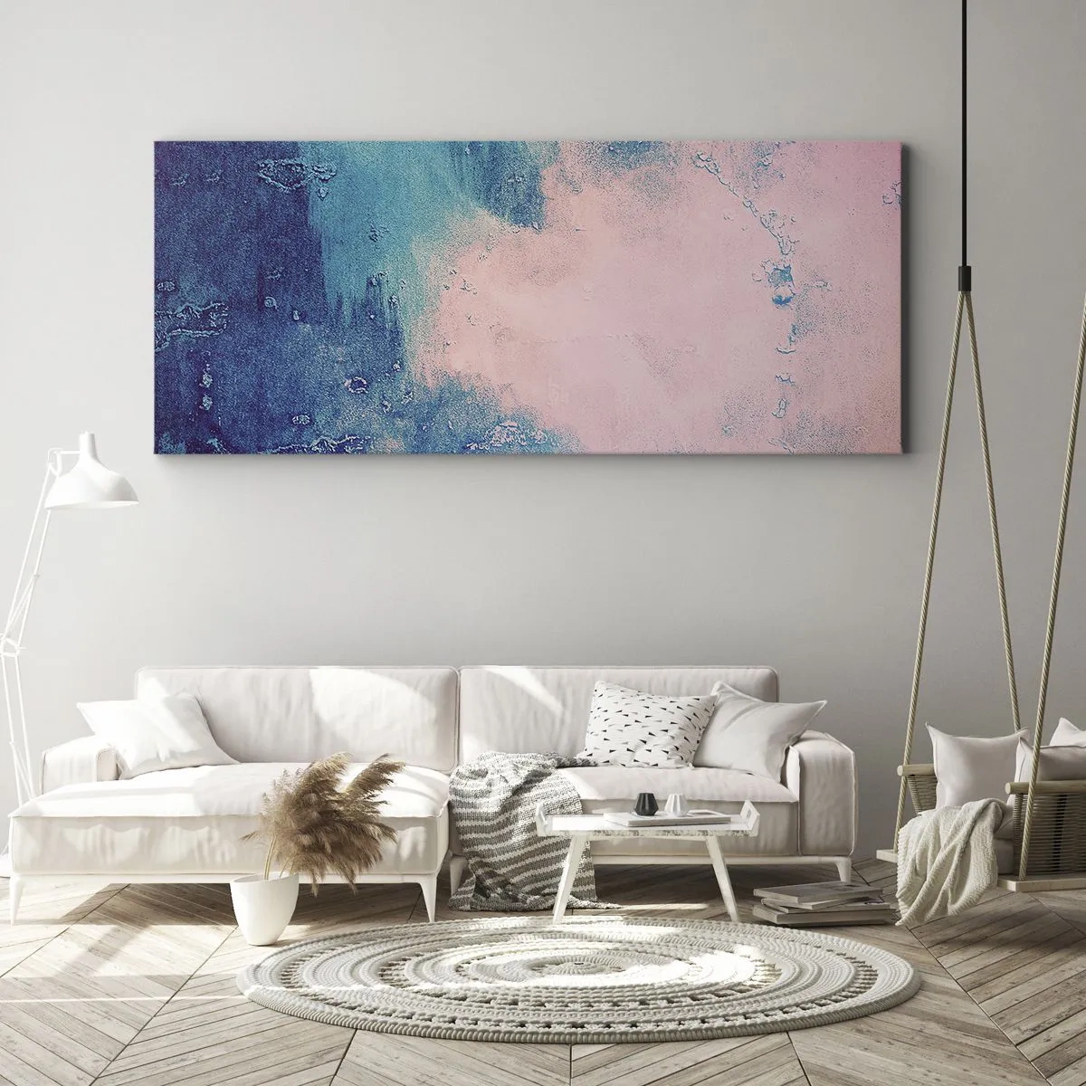Obraz na plátně - Modrá objetí - 160x50 cm