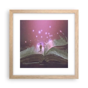 Plakát v rámu světlý dub - Pozvánka do jiného světa - přečti si to! - 30x30 cm