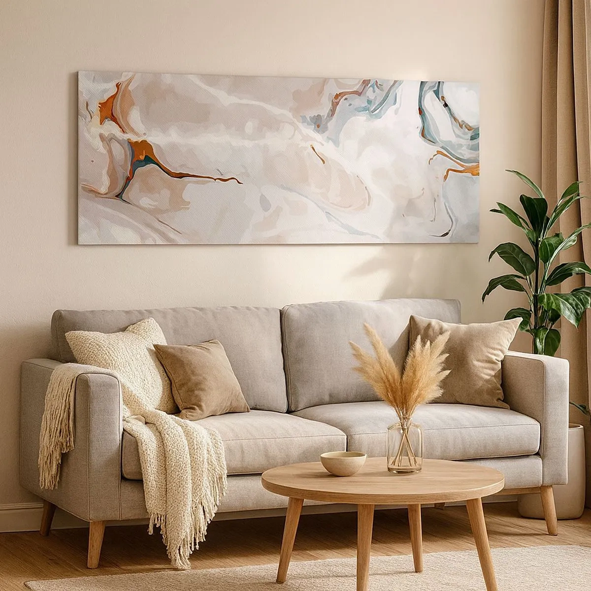 Obraz na plátně - Modré meandry pod bílou - 100x40 cm