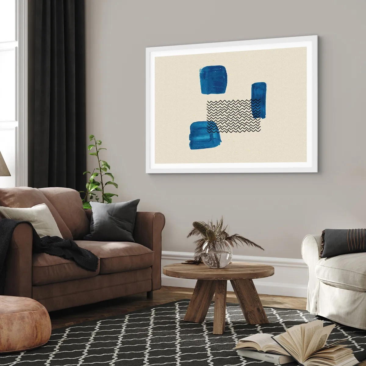 Plakát v bílém rámu - Abstraktní kvarteto - 70x50 cm