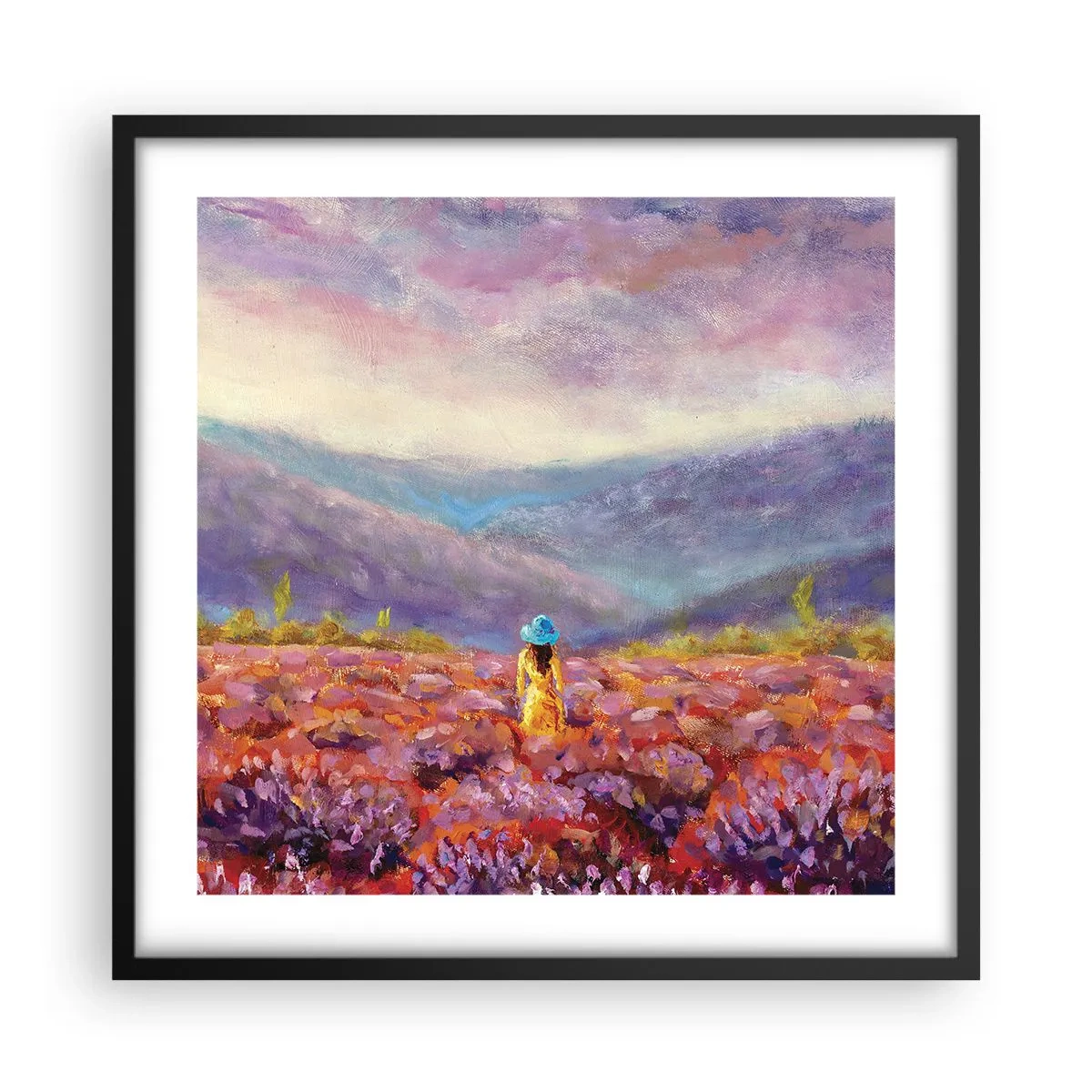 Plakát v černém rámu - V levandulovém světě - 50x50 cm