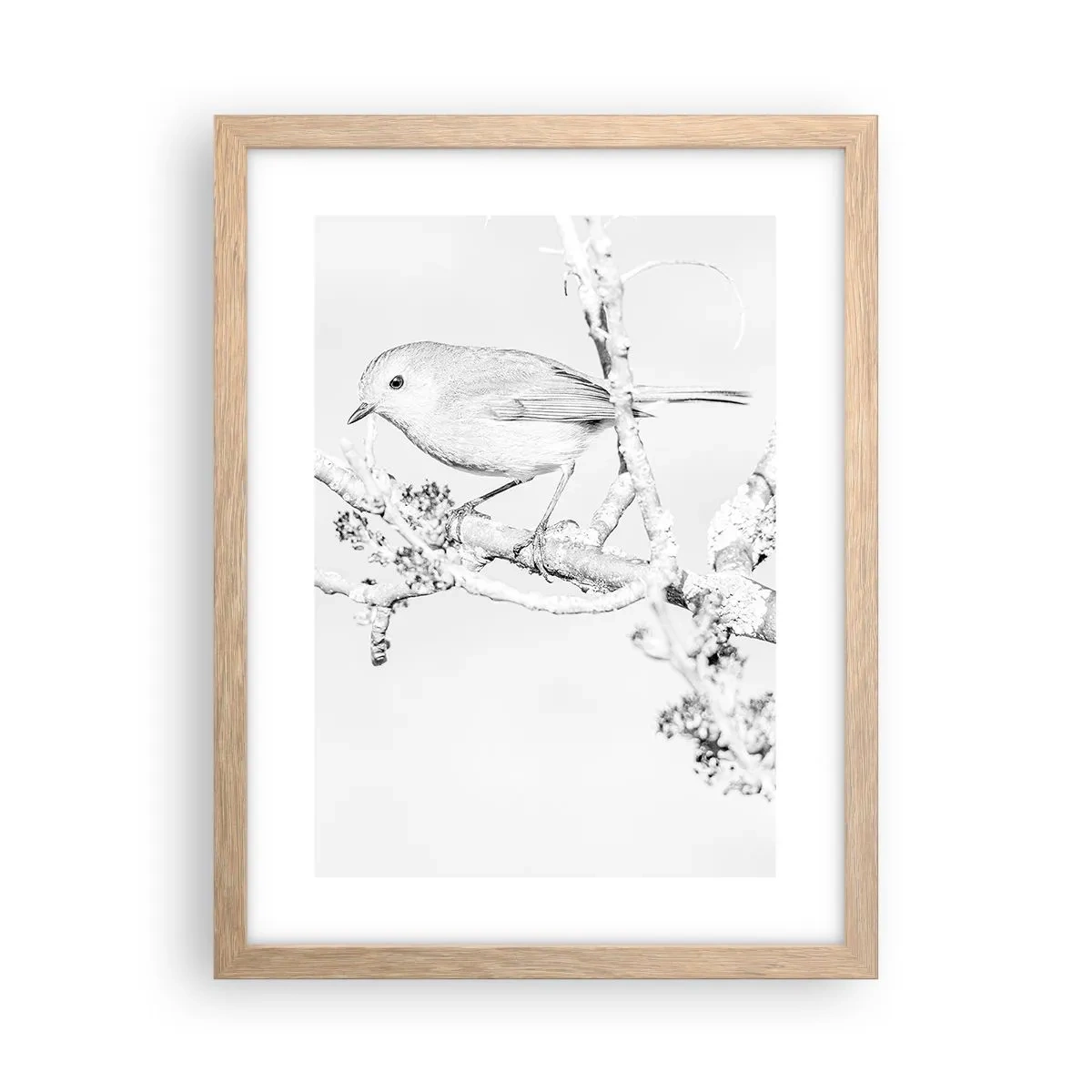 Plakát v rámu světlý dub - Zimní ráno - 30x40 cm