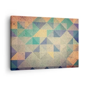 Obraz na plátně - Barevná kompozice geometrických trojúhelníků v pastelových odstínech. - 70x50cm - Republika trojúhelníků - Moderní nástěnná dekorace do obývacího pokoje a ložnice ARTTOR